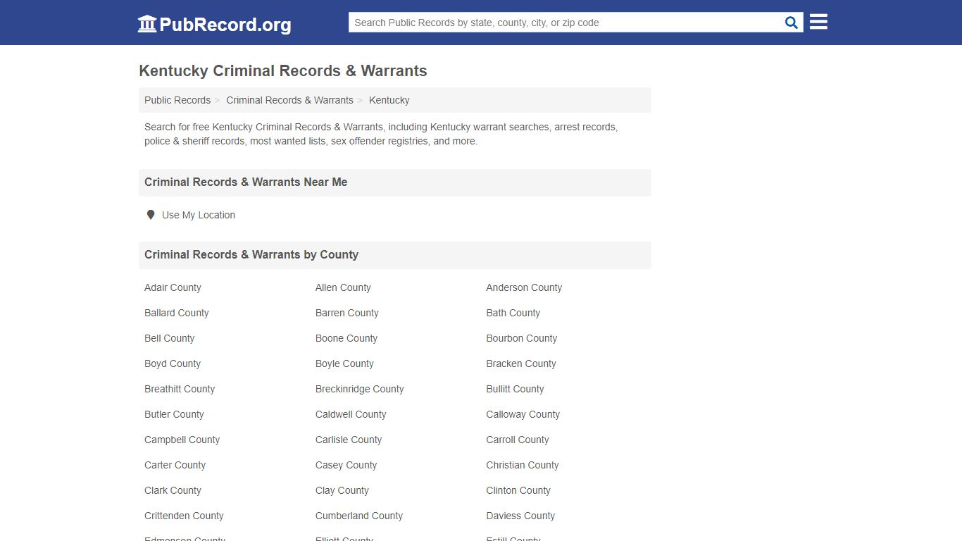 Free Kentucky Criminal Records & Warrants